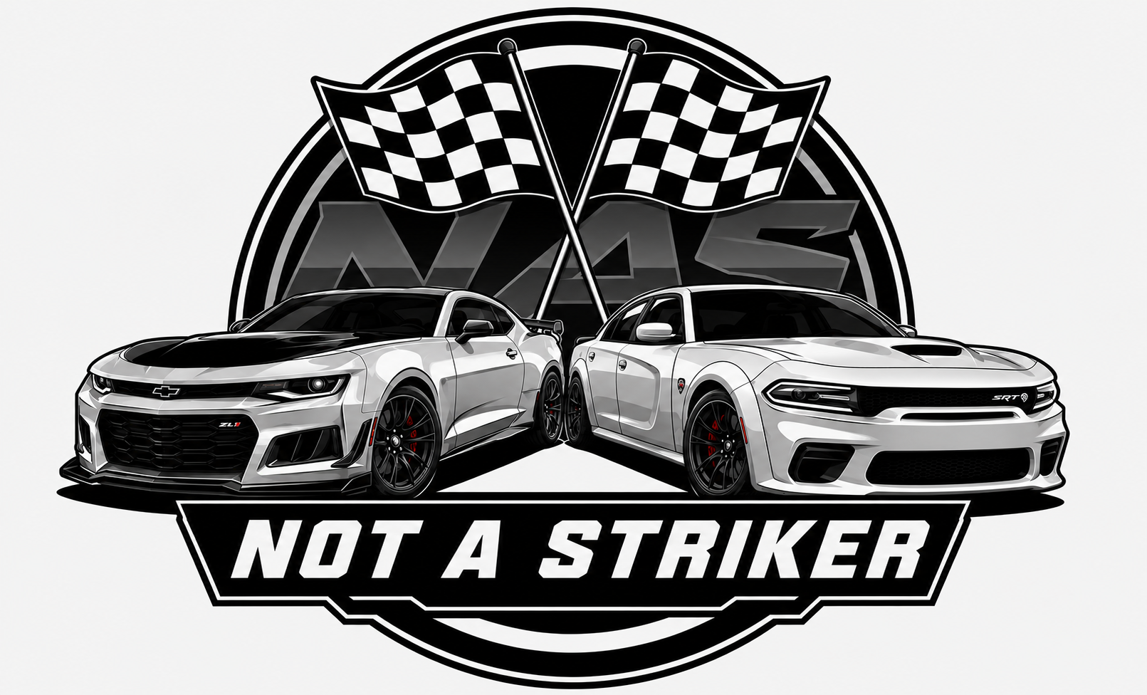 NAS Not A Striker — Camaro ZL1 and Charger SRT die-cut decal